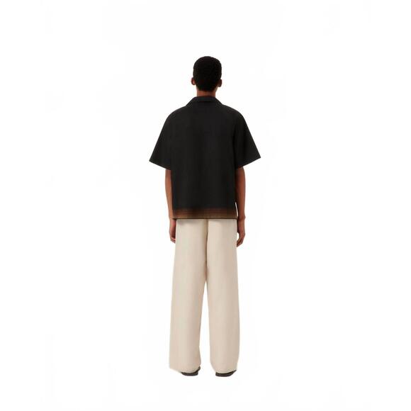 NEW COMMAS sun waves camp collar shirt in black
